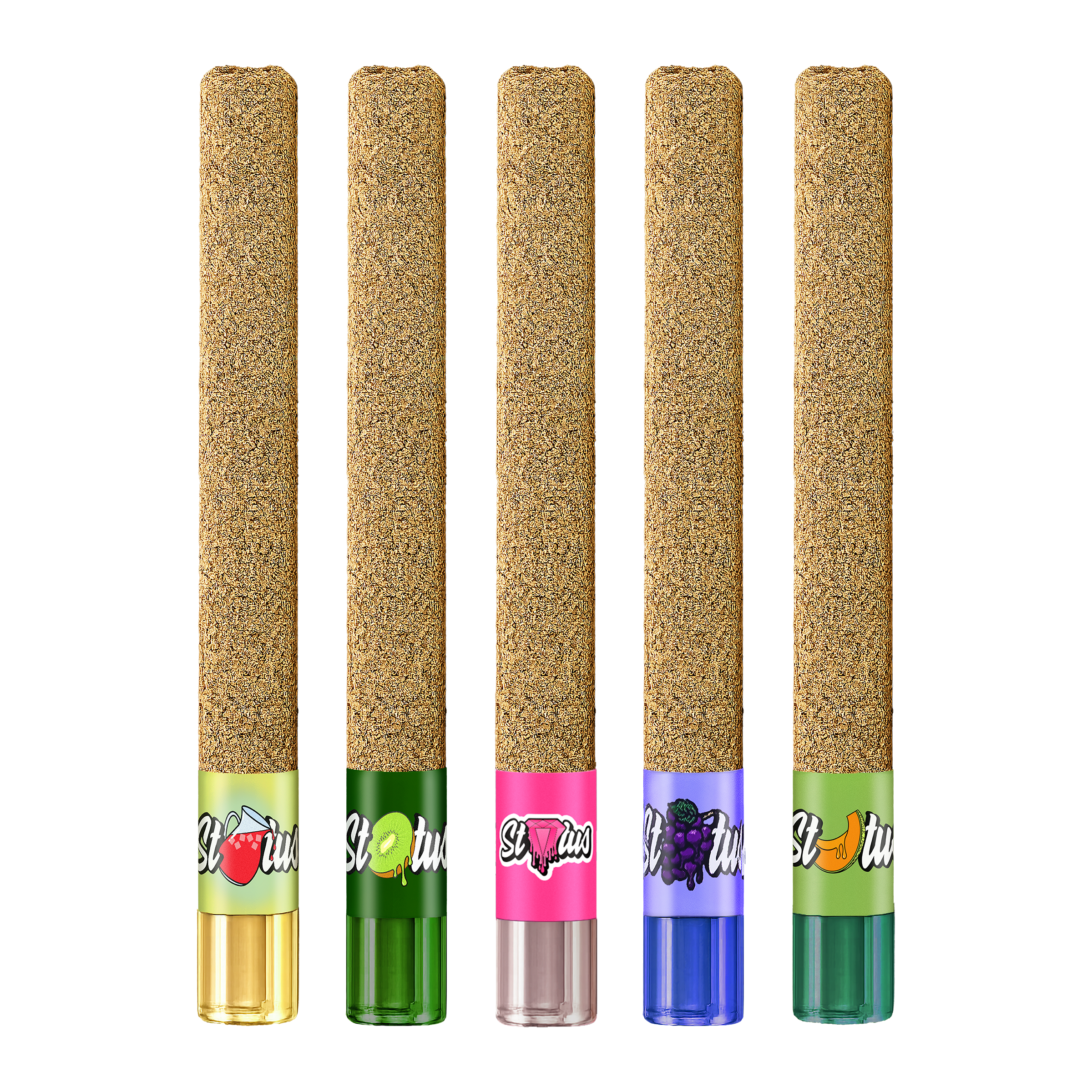 Status - Liquid Diamond Infused Kief Coated Blunt Mix Pack (Grape Blast, Bubble Bubble, Safari Splash, Mellonaire & Lamborkiwi) - Hybrid - 5x0.5g