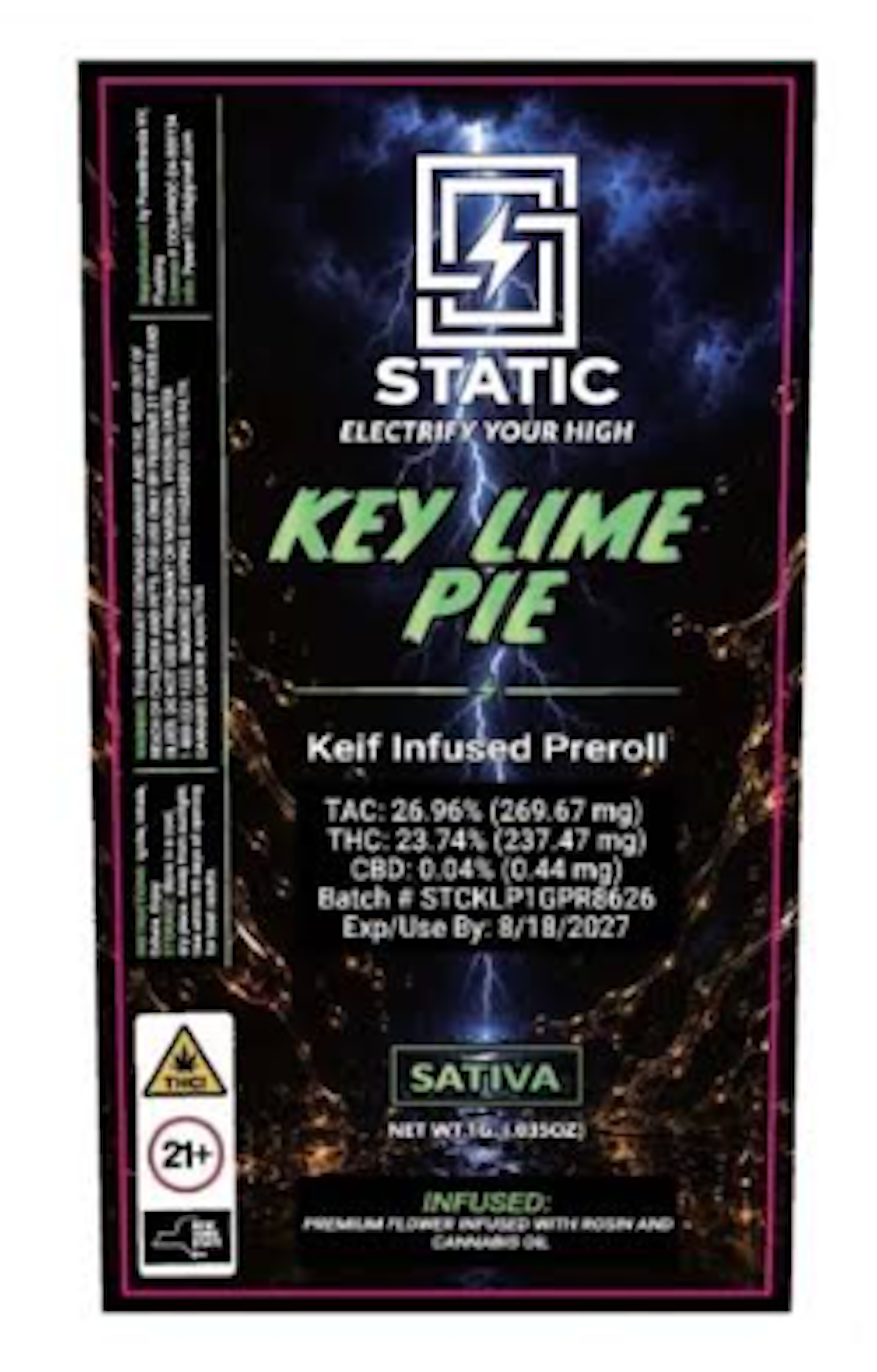 Static | Key Lime Pie Kief Infused Pre Roll