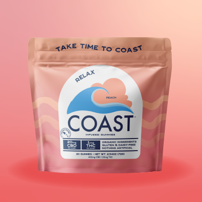 Ⓥ COAST Infused Gummies 20mg: Peach 20:1 20pk
