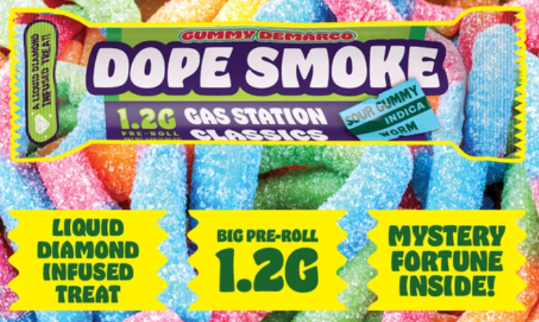 Dope Smokes | Sour Gummy Worm Diamond Infused Pre-Roll | 1.2g