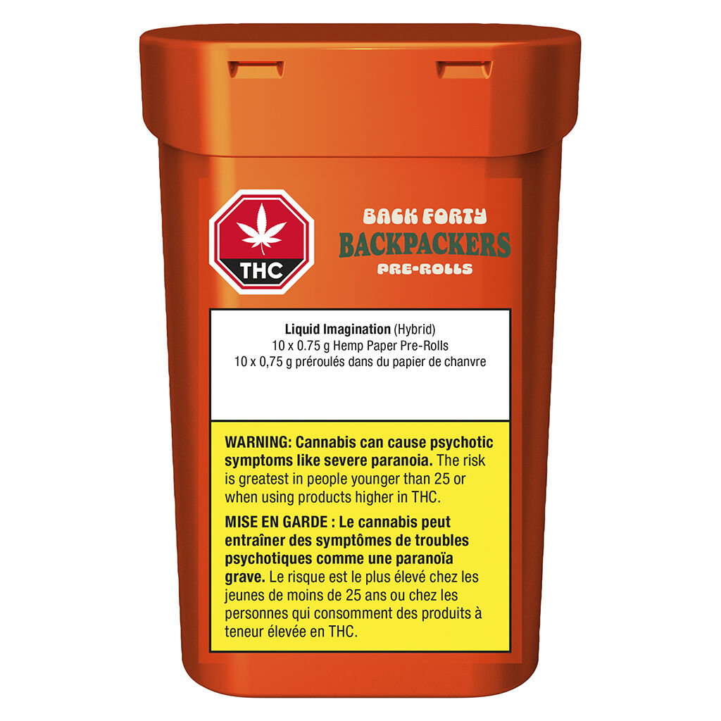 Back Forty - Backpackers Pre-Roll - Liquid Imagination - Hybrid - 10x0.75g