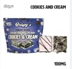 E105 | Crispys | Cookies and Cream | Iced Out Marshmallow Treat | 100mg | 1pc