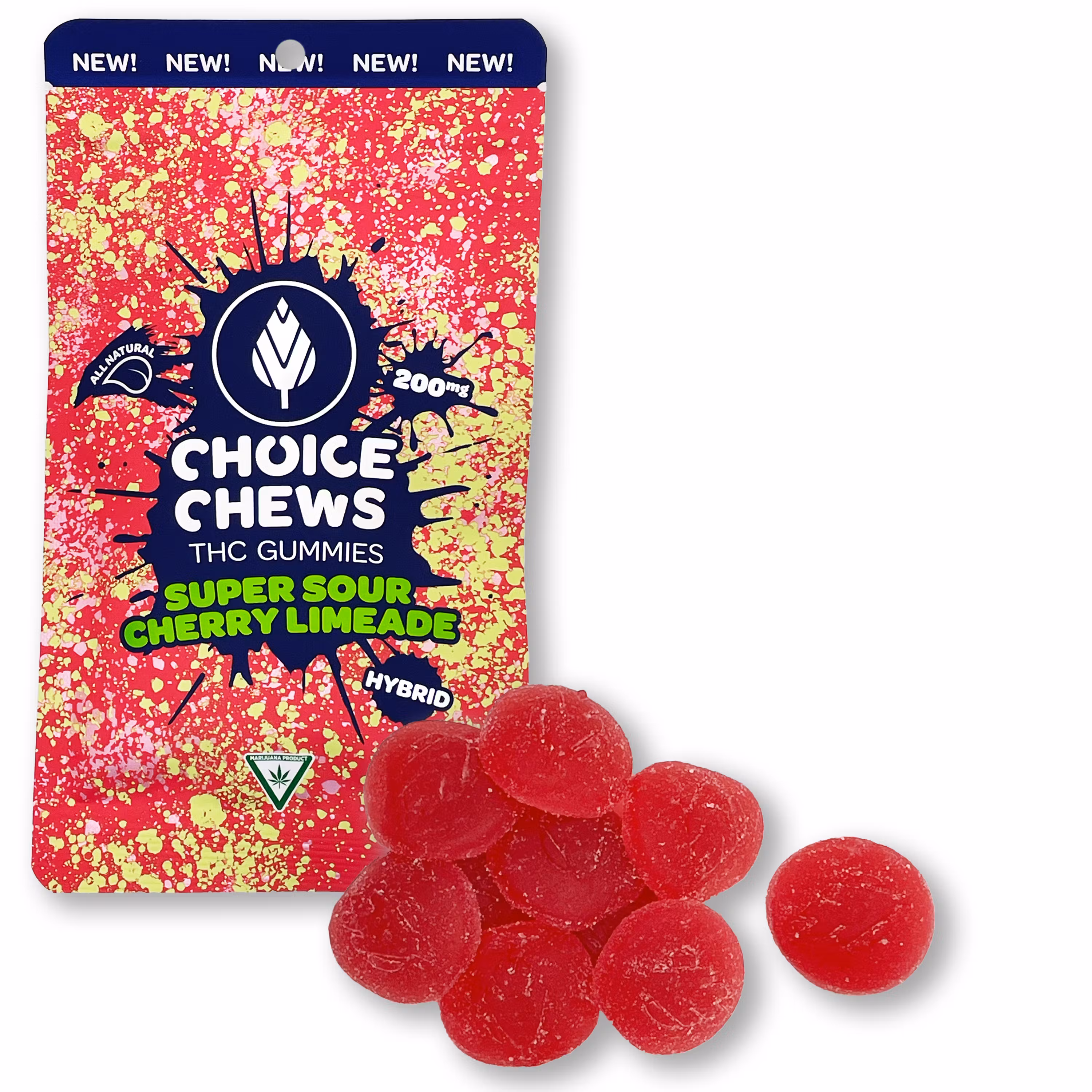 CHOICE CHEWS | SOUR CHERRY LIMEADE | GUMMIES | HYBRID | 200MG