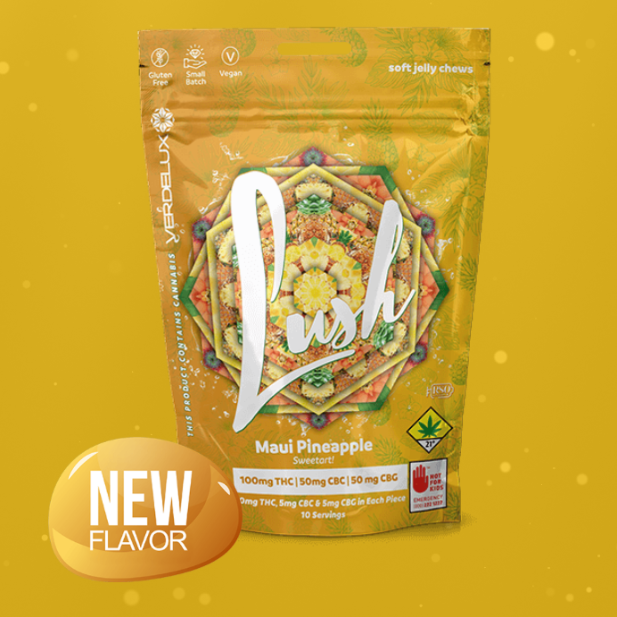 Lush: Maui Pineapple 2:1:1 THC/CBC/CBG (S) - 10pk/200mg