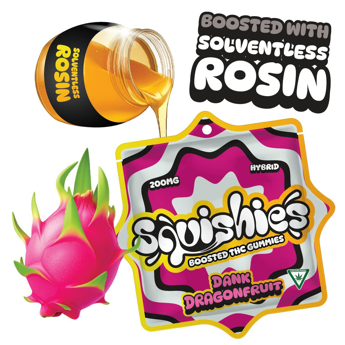 200mg Squishies Boosted THC Gummies - Dank Dragonfruit (Hybrid)