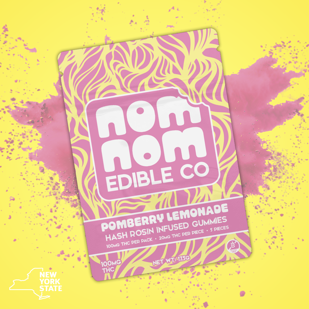 Nom Nom Edible Co. | Pomberry Lemonade | 5pk Hash Rosin Gummy | 100mg