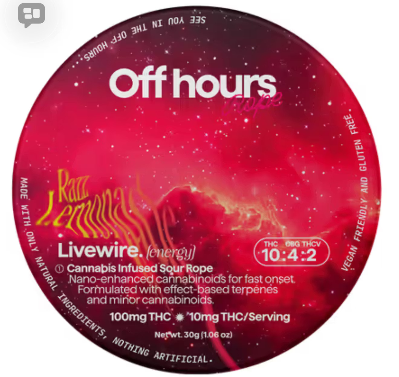 Off Hours | Livewire - Razz Lemonade Live Resin Sour Rope | 100mg