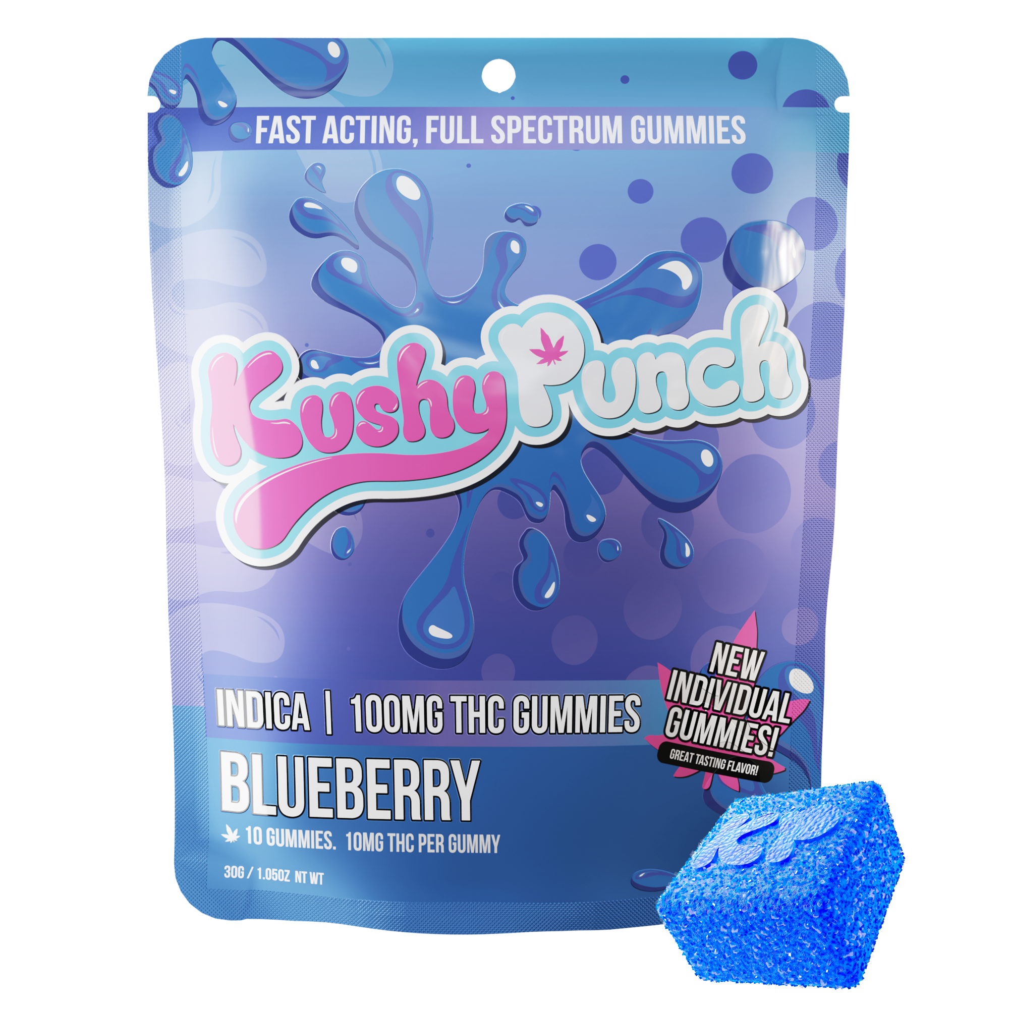 Kushy Punch | Blueberry | Gummies 10ct 100mg THC