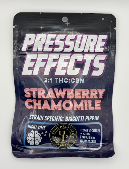 Gummies | Rosin | Strawberry Chamomile 2:1 | 200mg THC:CBN | Uniq Pressure Effects