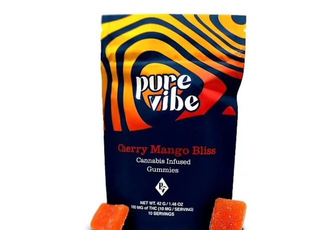 Pure Vibe - Cherry Mango Bliss Live Rosin Infused Gummies 10pk - 100mg