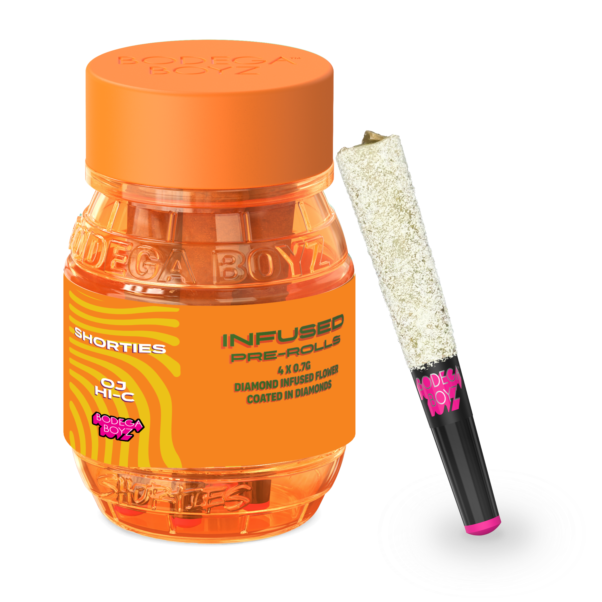 Bodega Boyz | Shorties | Diamond Coated & Infused Preroll | 0.7g 4pk | OJ Hi-C