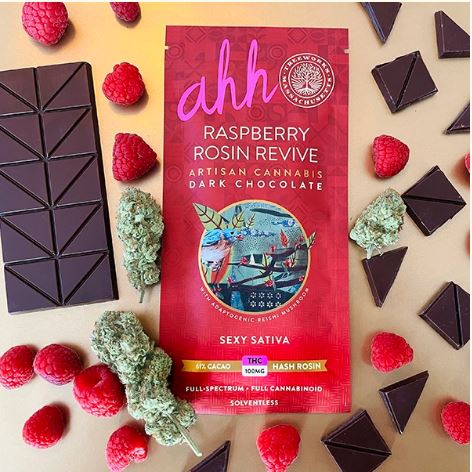 Ahh | Raspberry Rosin Revive 100mg Chocolate Bar product photo