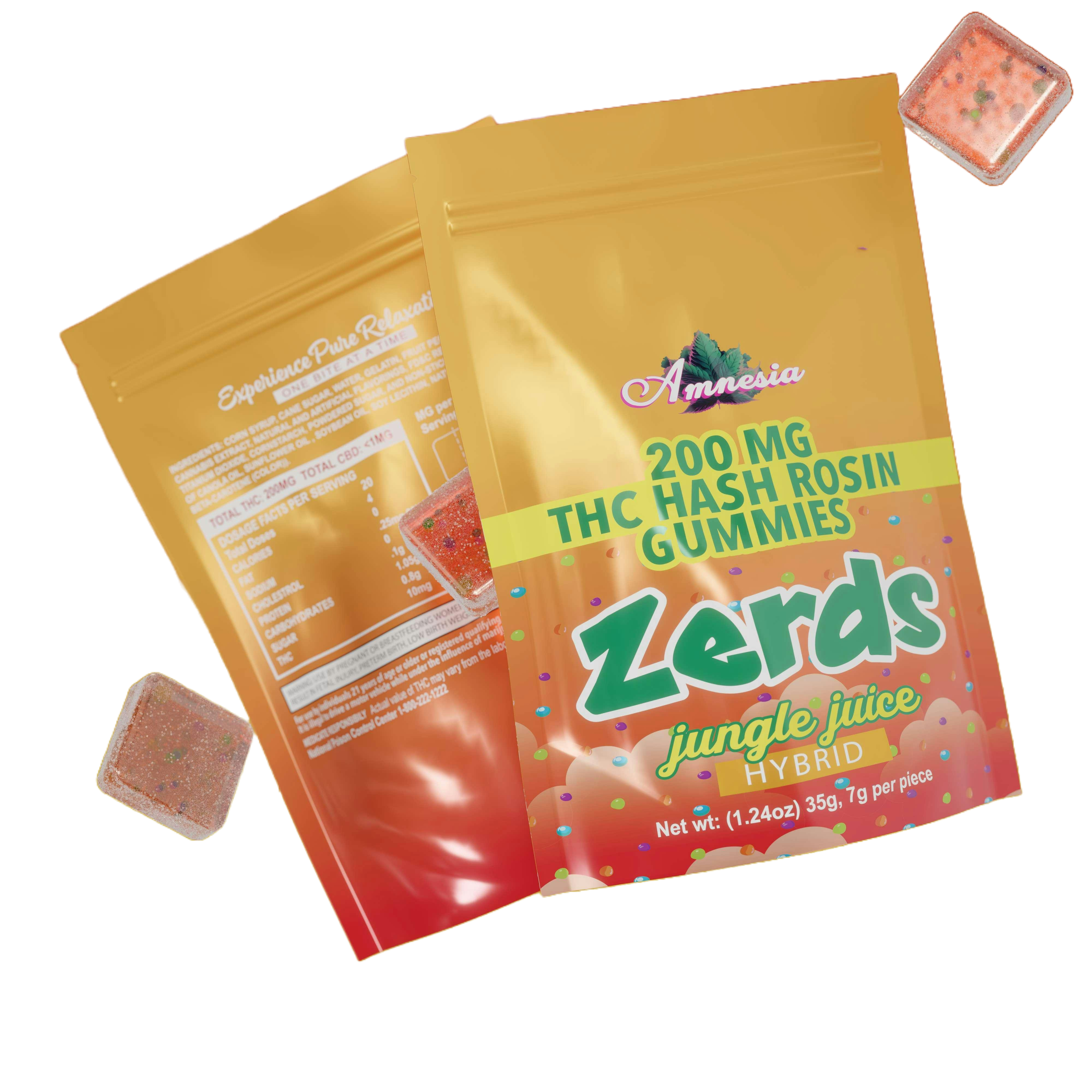 Amnesia Zerds | Jungle Juice | 200mg Hash Rosin Gummies 1pk