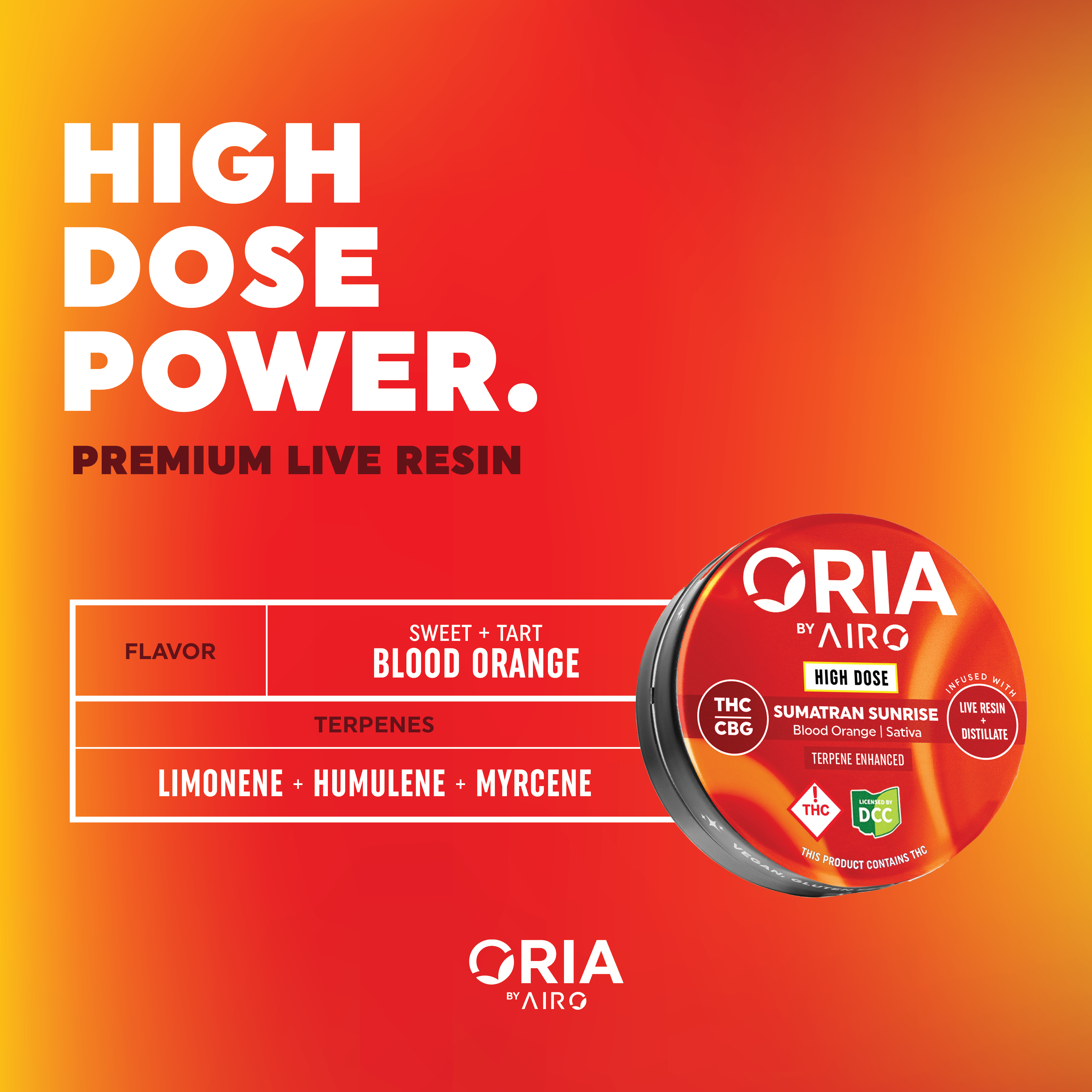 Airo Oria | 10 pack |  2:1 CBG:THC High Dose Sumatran Sunrise Gummies