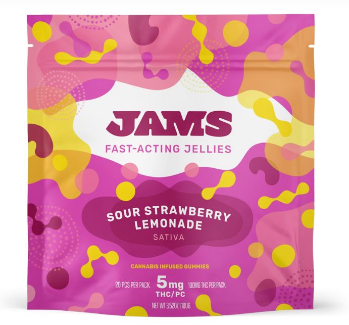 JAMS Sour Strawberry Lemonade Fast Acting Jellies (S) 20 x 5mg) 100mg