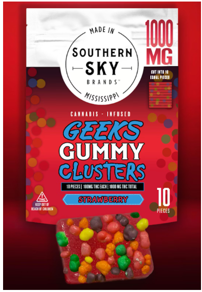 Southern Sky Brands | 1000mg | Strawberry Geek Gummy Clusters