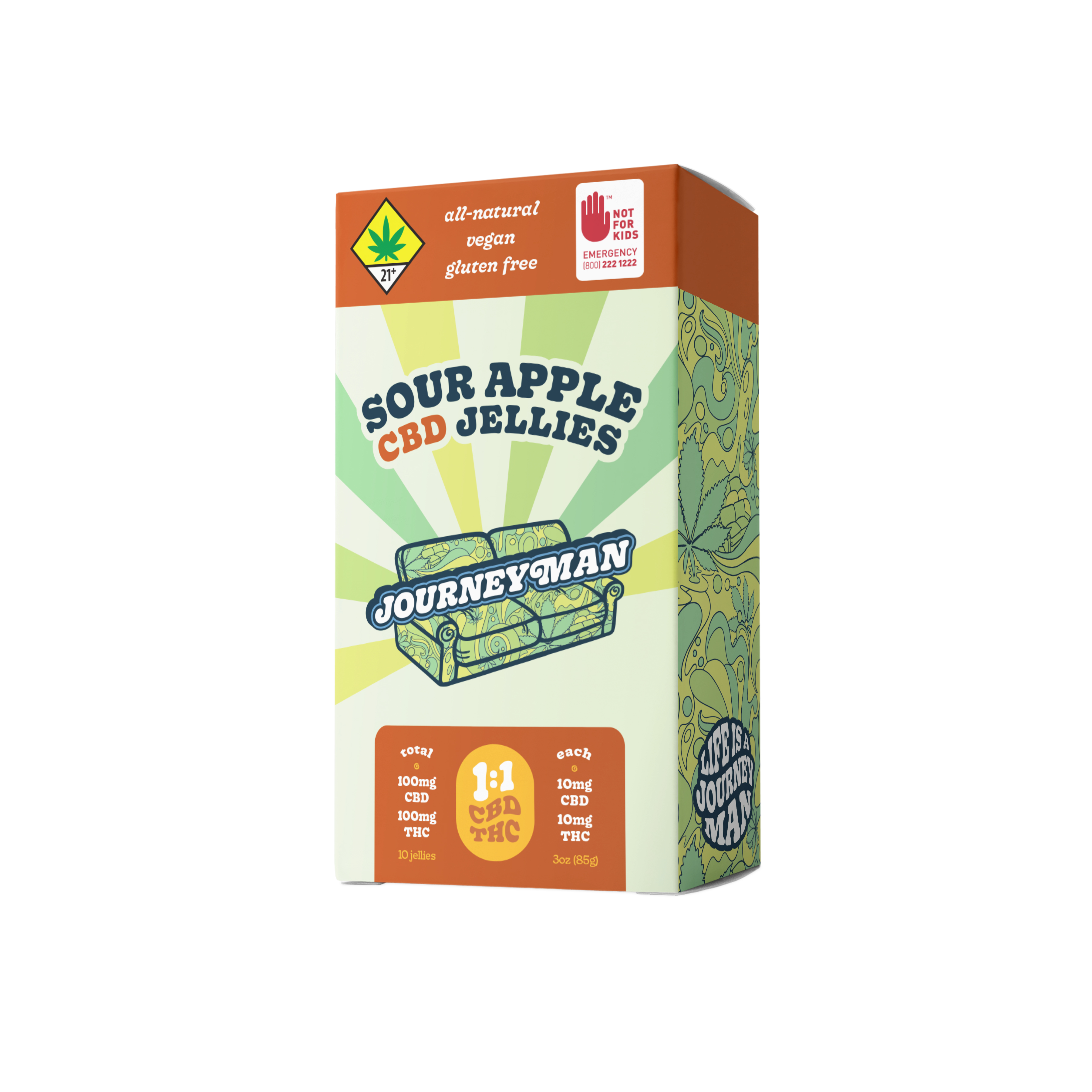 JOURNEYMAN - 1:1 Sour Apple CBD Jellies (100mg CBD/100mg THC)