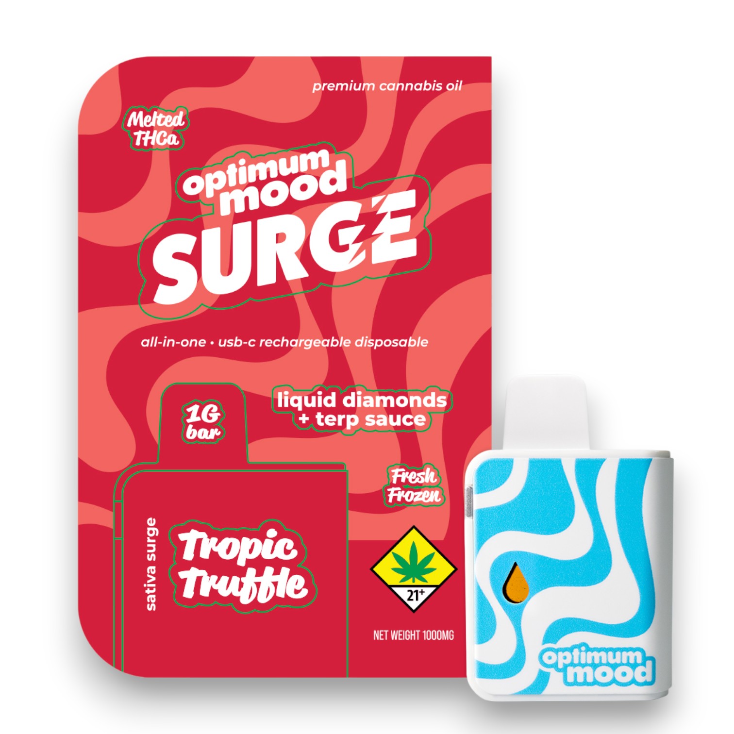 Tropic Truffle (Surge) Liquid Diamonds + Terp Sauce Disposable Bar (Optimum Mood)