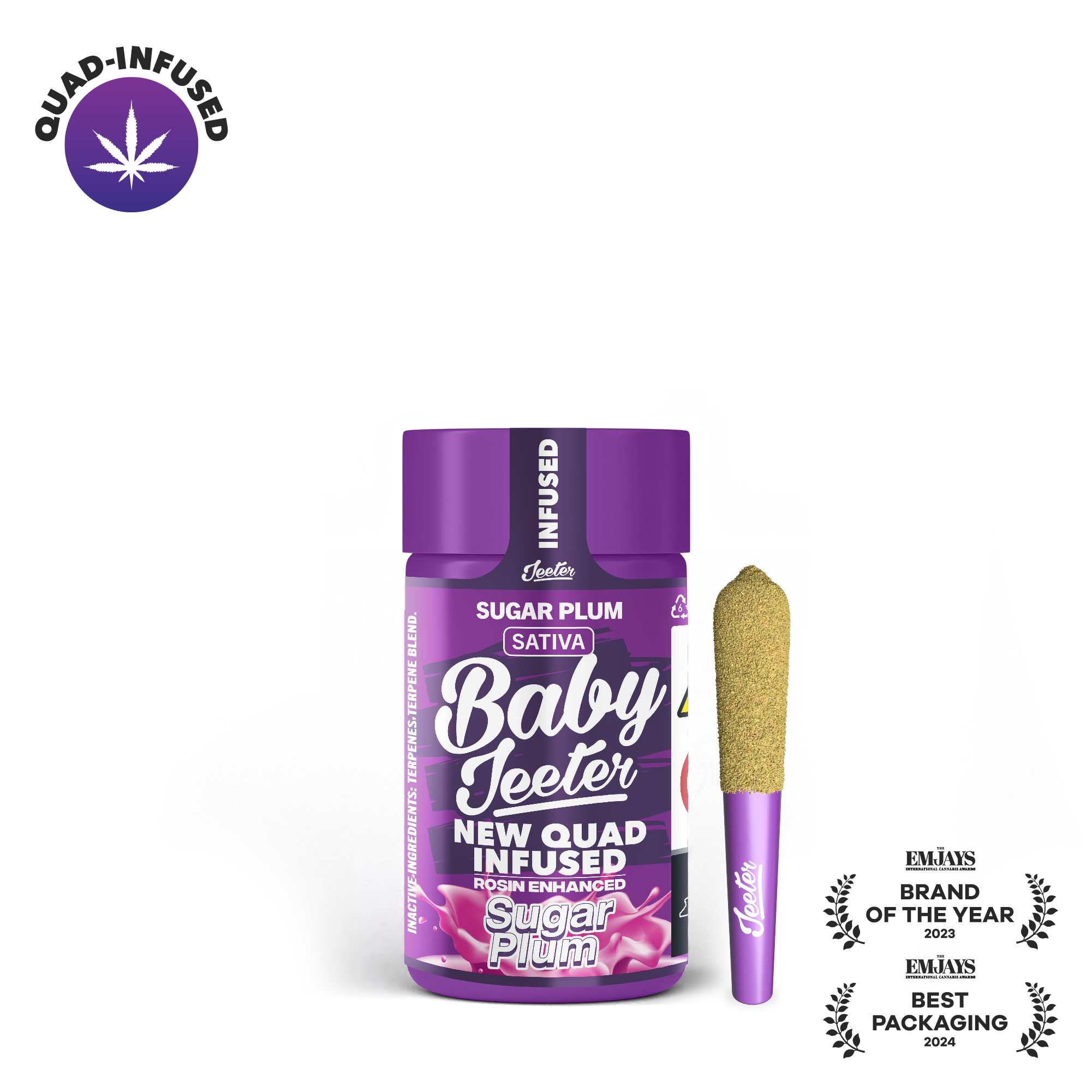 Sugar Plum | Baby Jeeter Quad-Infused Pre-Rolls | 5pk | 2.5g