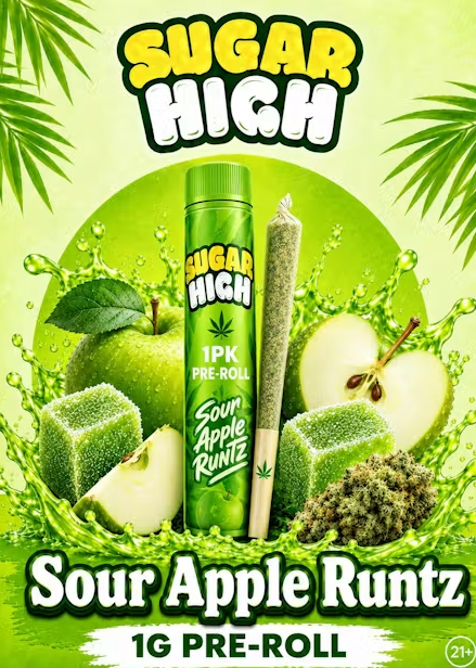 *PROMO* #Sugar High - Sour Apple Runtz - 1g - Triple Infused Preroll