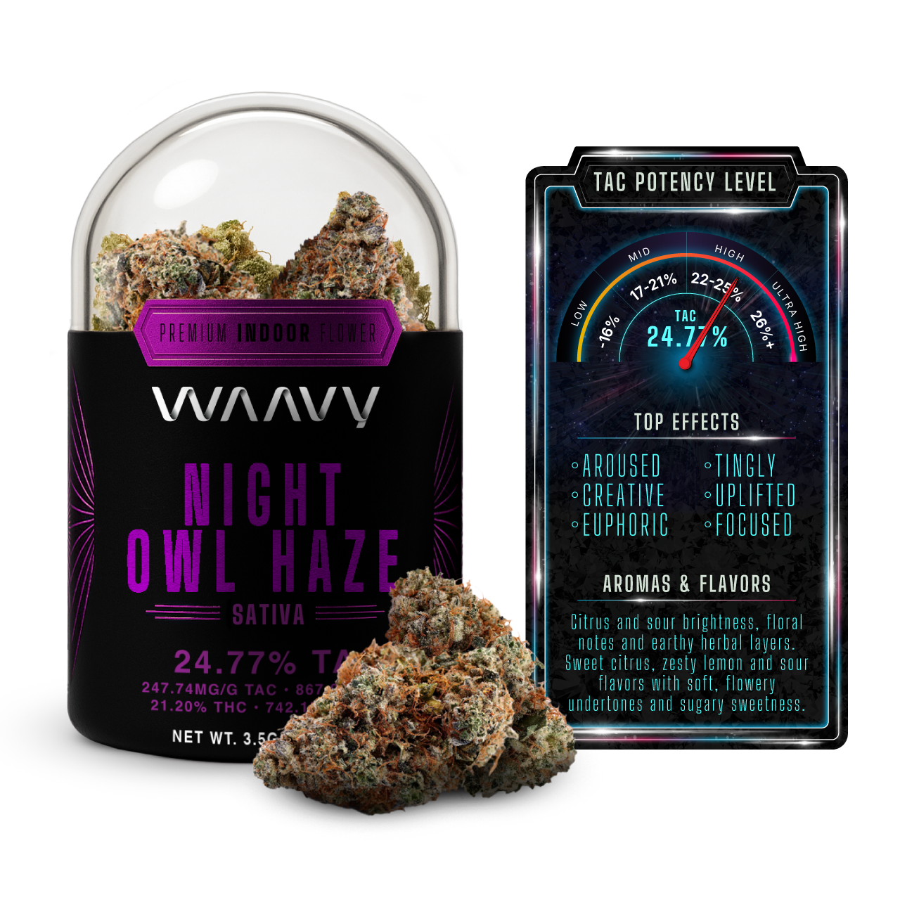 Waavy | Night Owl Haze | Premium | Indoor | Flower | Jar | 3.5g by Waavy - flower cannabis product