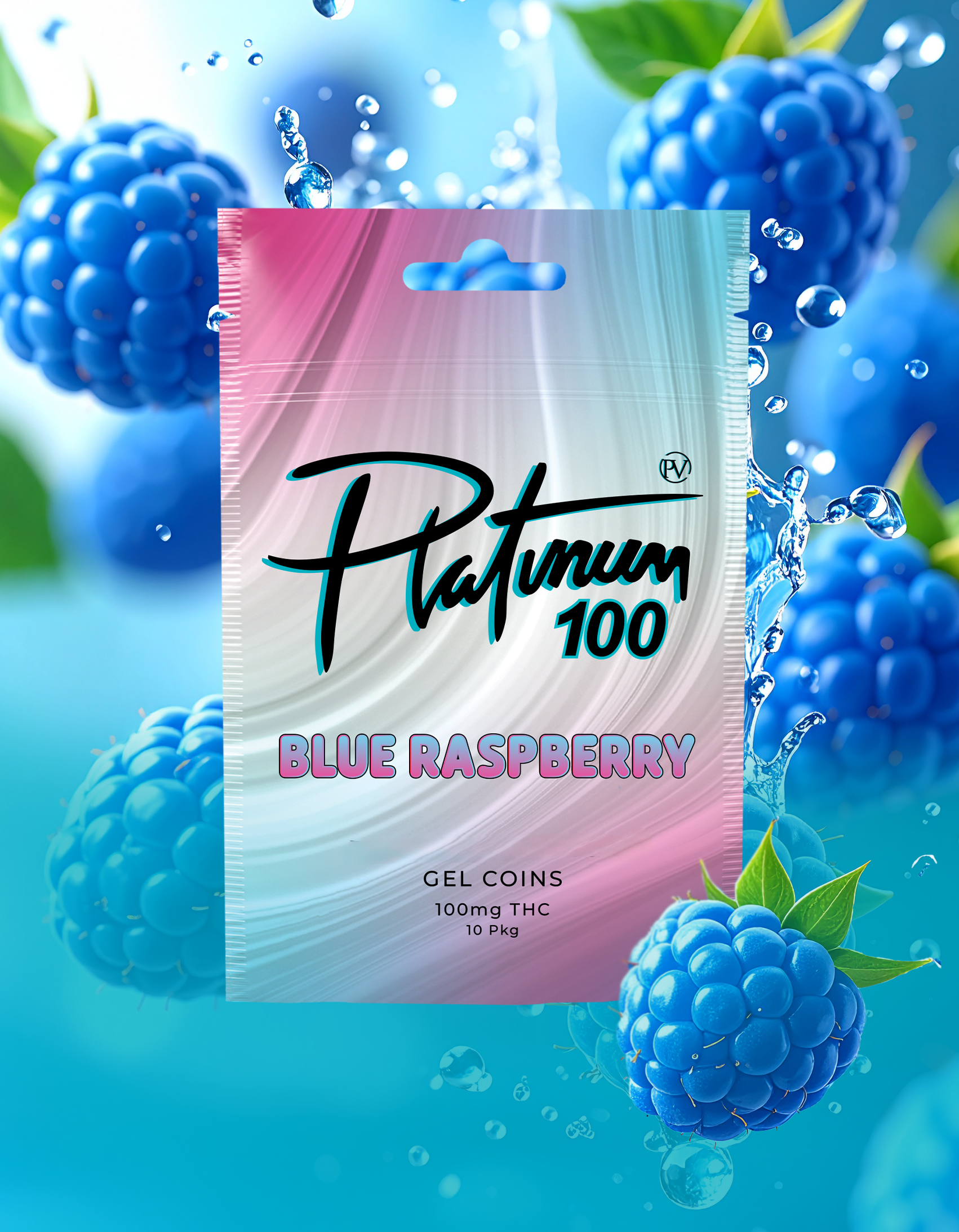 Blue Raspberry Cannabis Infused Gel Coins 100mg (10x10mg)