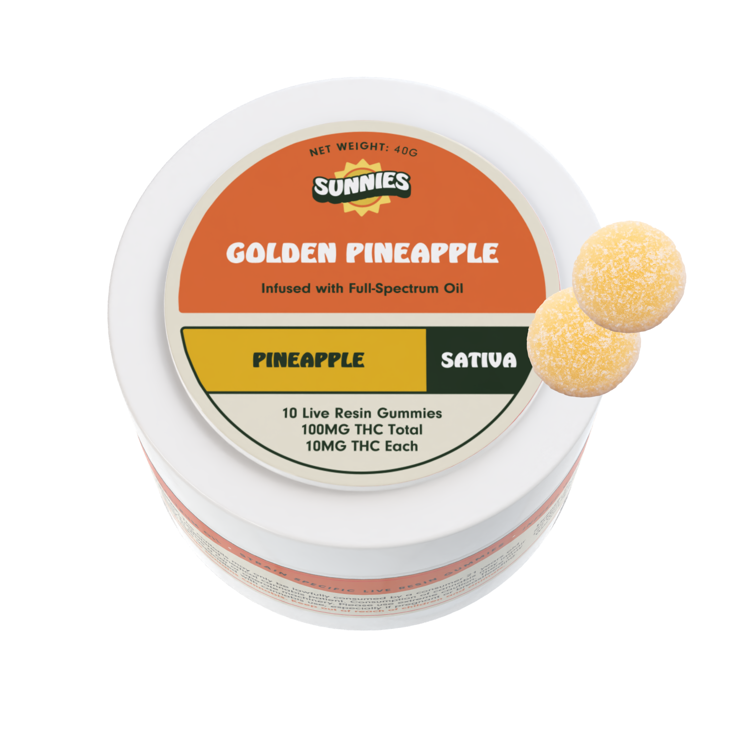 Live Resin Gummies: Golden Pineapple I Pineapple 10mg