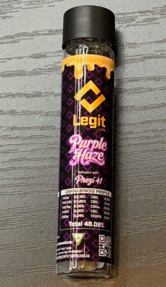 Legit Labs | Purple Haze x Prezi | HCFSE Infused Pre-roll | 1.25g | Hybrid