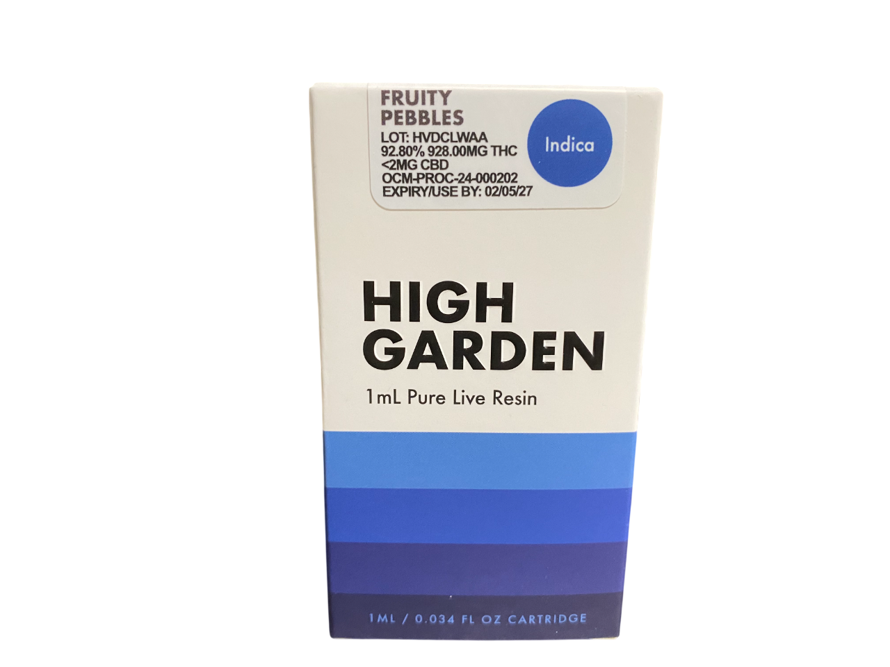 High Garden 1g Cartridge Fruity Pebbles Indica 92.8%THC