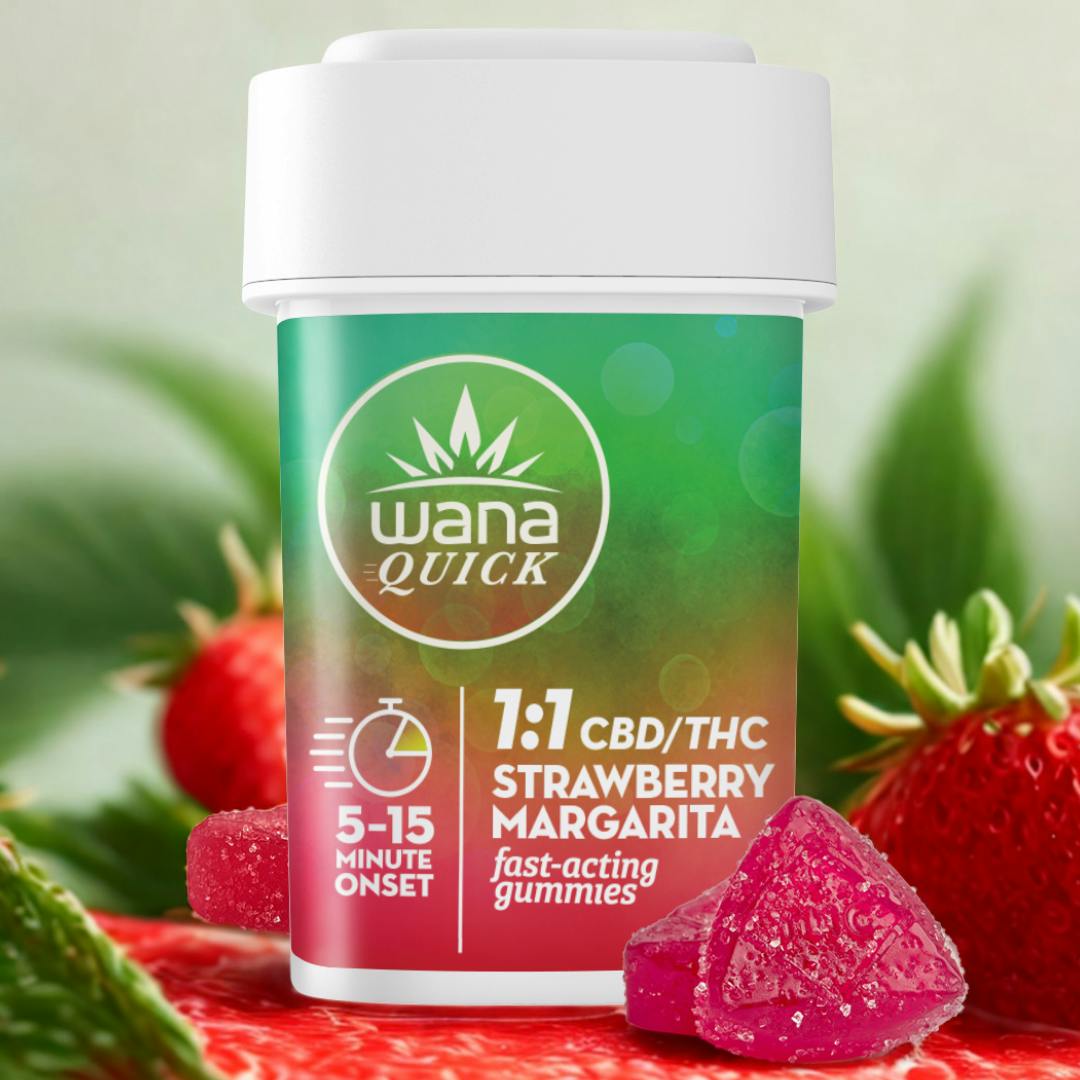 Quick Strawberry Margarita 1:1 CBD:THC Gummies | 100mg | 10-pack