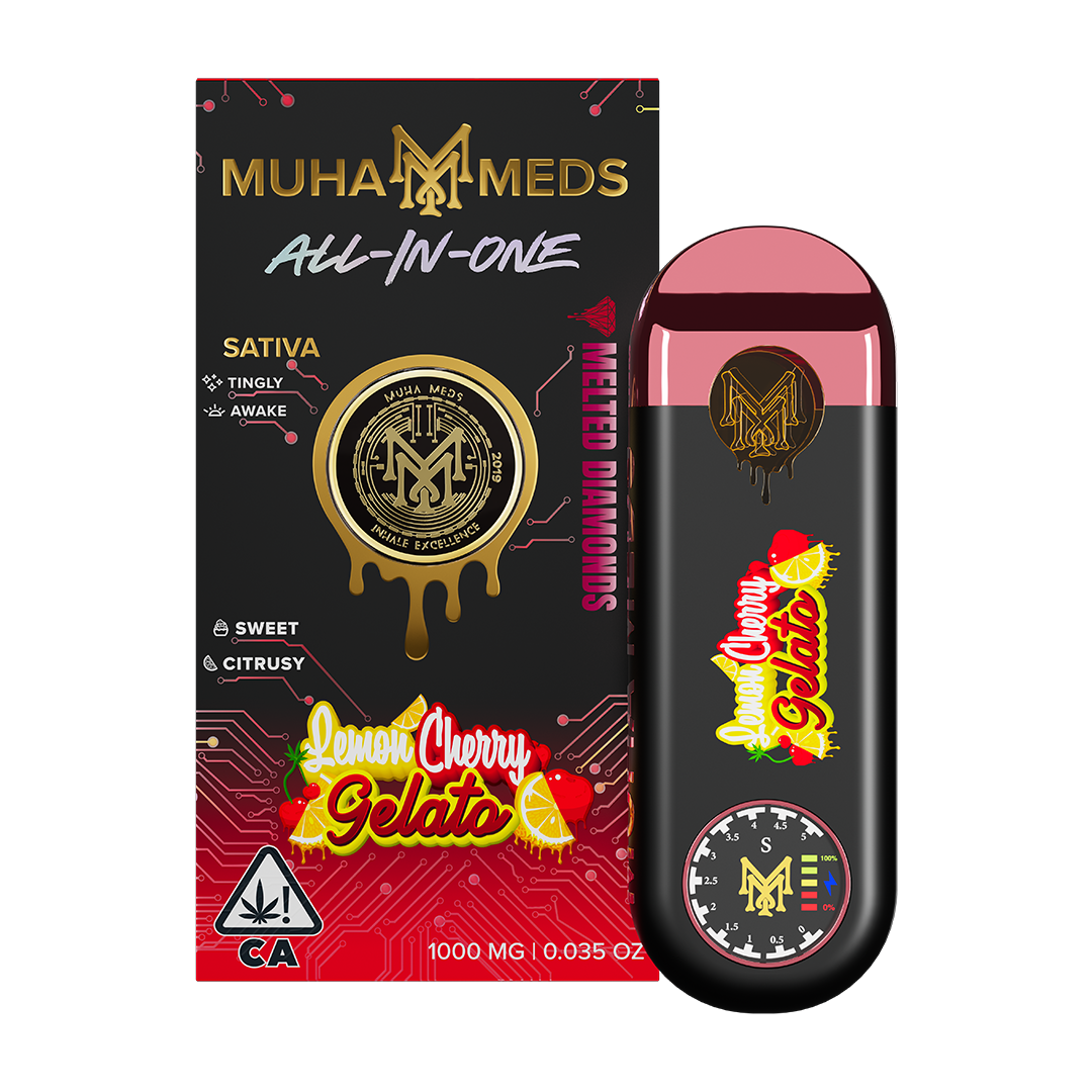MUHA MEDS - LEMON CHERRY GELATO - 1G AIO - MELTED DIAMONDS - SATIVA