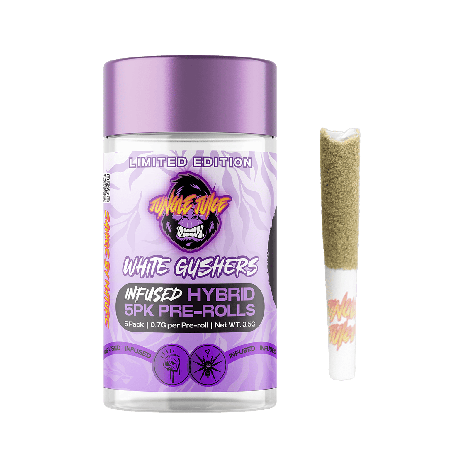 Jungle Juice | 0.7g - 5pk (3.5g) Infused Preroll Pack | White Gushers