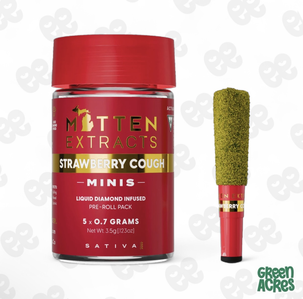 Mitten Extracts: Strawberry Cough 5 Pack Infused Pre-Roll's (5x0.7g)