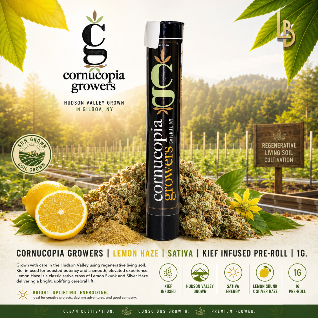 Cornucopia Growers | Lemon Haze | Sativa | Kief Infused Pre-Roll | 1g