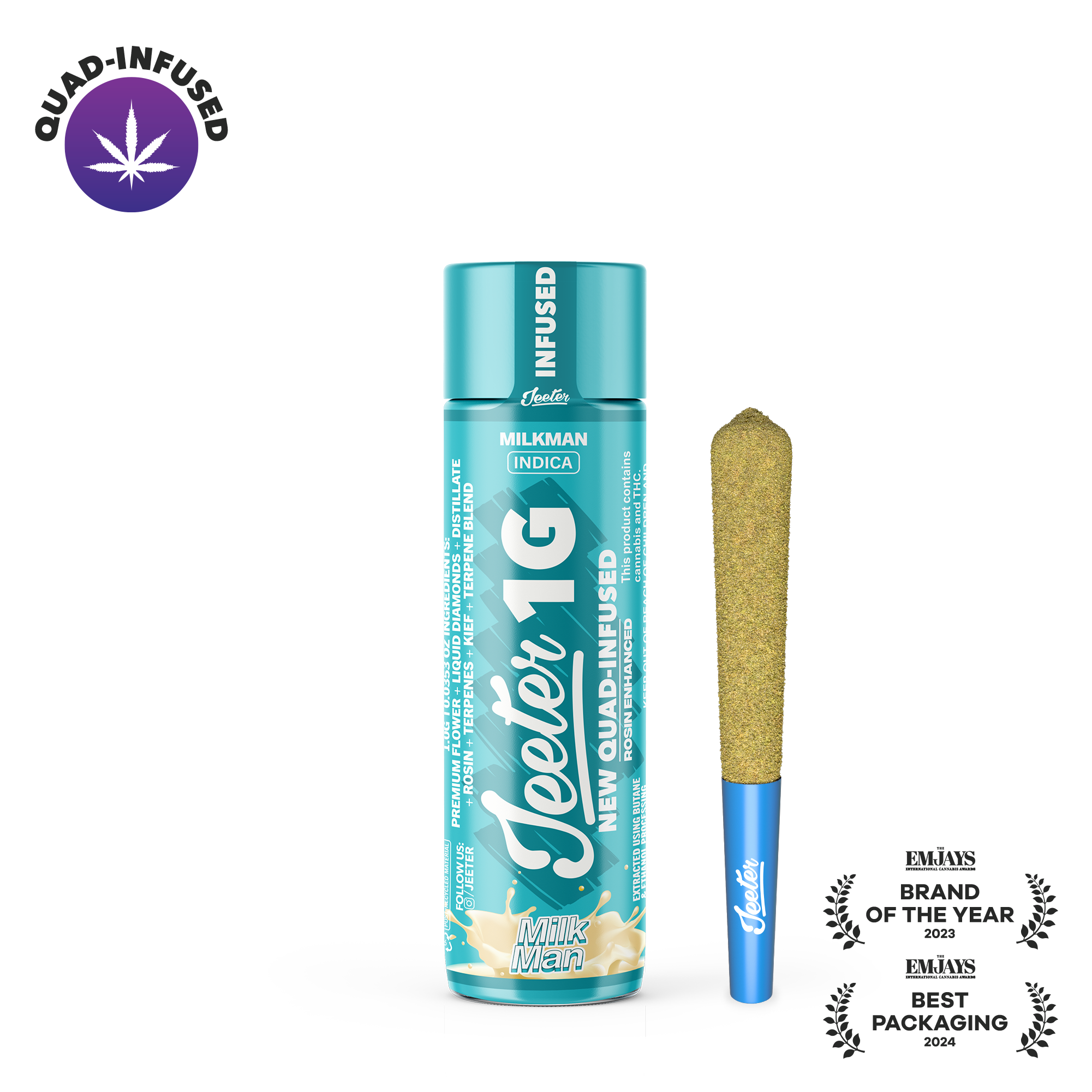 Jeeter Milkman Infused W/ Liquid Diamonds, Rosin, Dusted In Kief Preroll - Indica