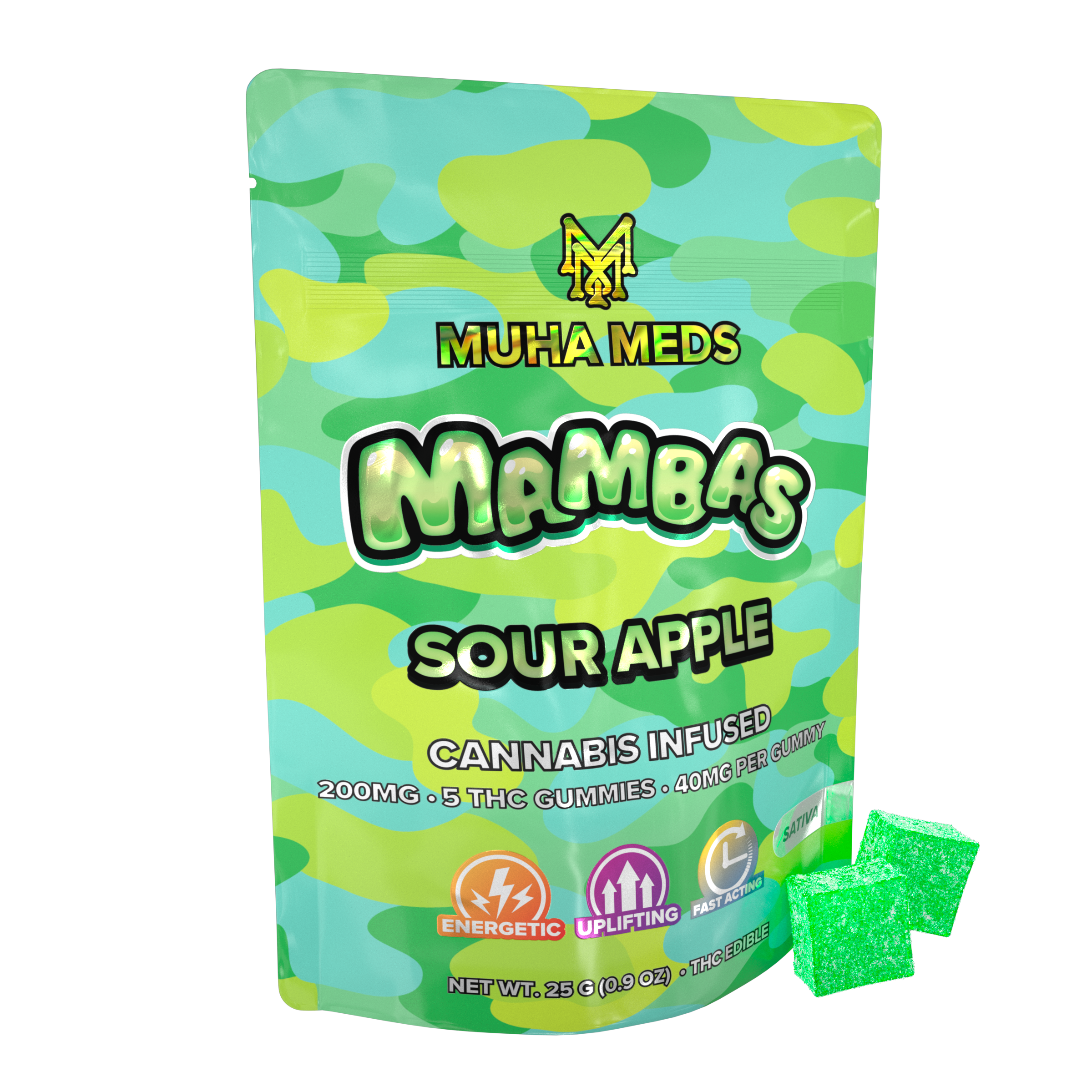 MuhaMeds - 200mg Mambas Gummies - Sour Apple 5pk
