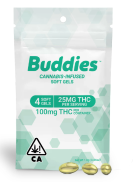 Buddies THC 25mg Softgels 4Pk Trial Size 100mg