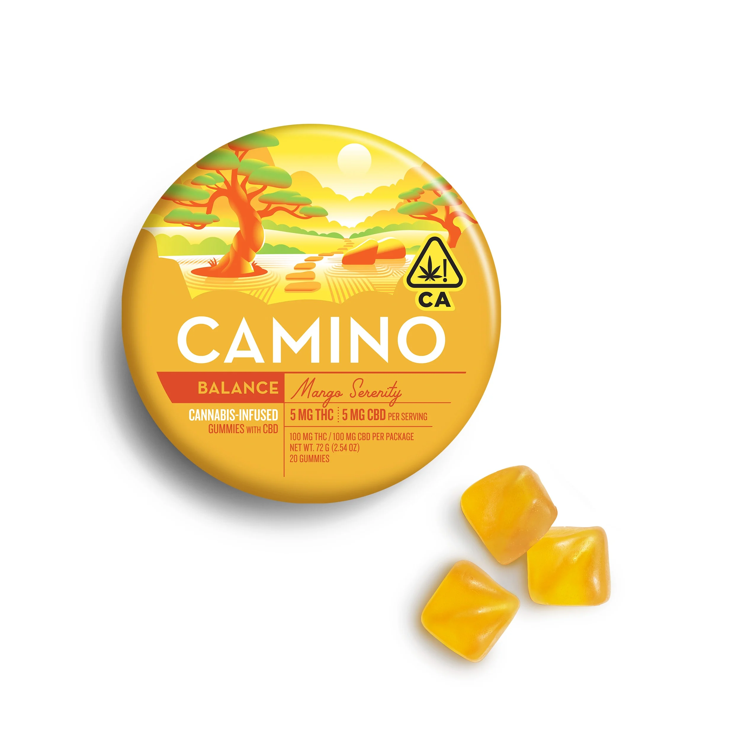 Kiva Camino | Mango Serenity Gummies 1:1 THC:CBD 100mg