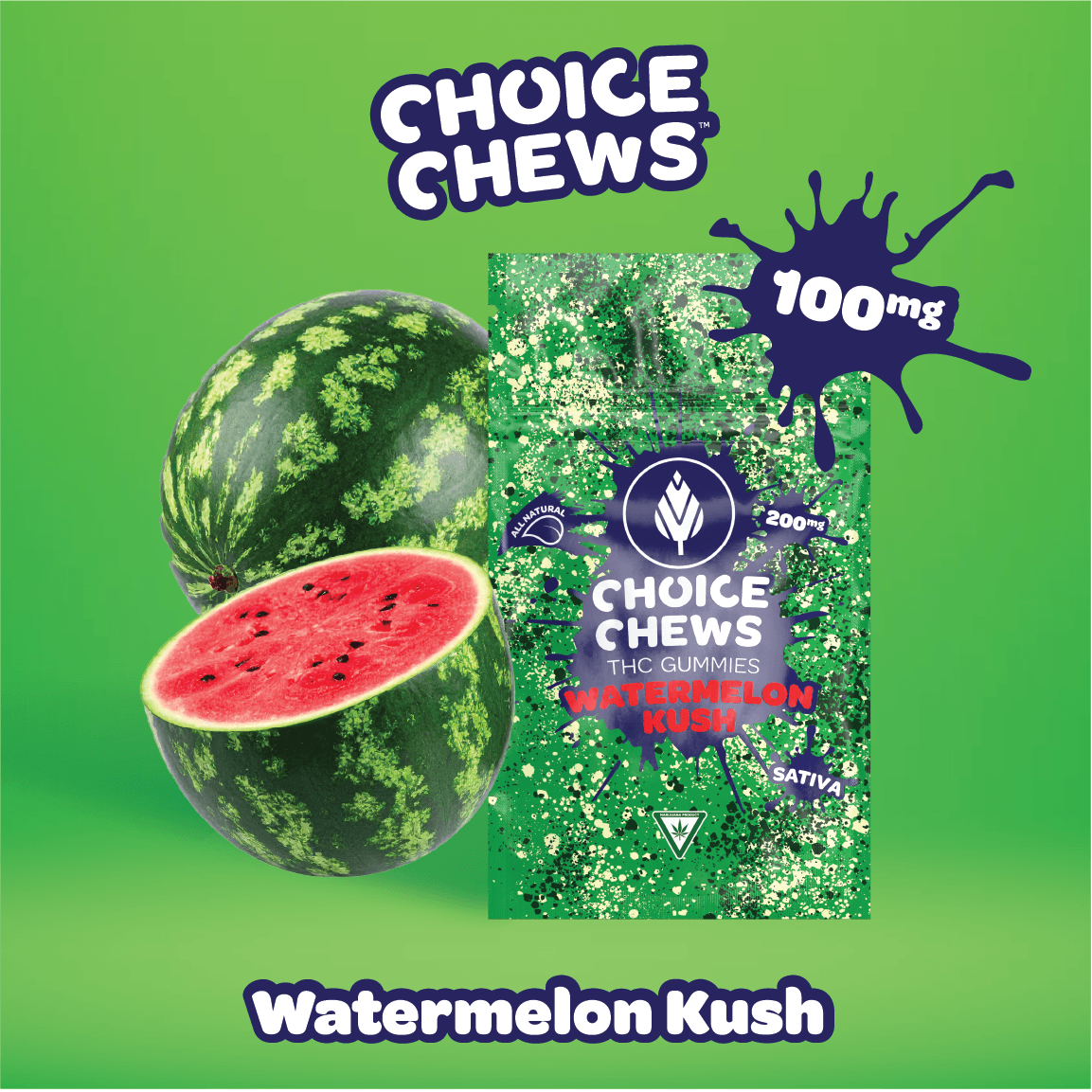 Choice | Watermelon Kush | Gummies | 100mg | Sativa