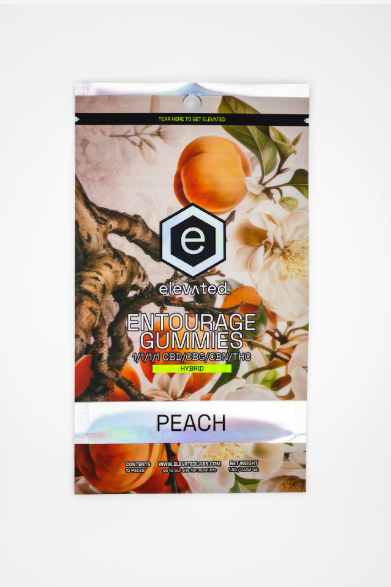 Elevated Rare Gummies-Peach Entourage (H) 100mg 1:1:1:1 CBD:CBG:CBN:THC