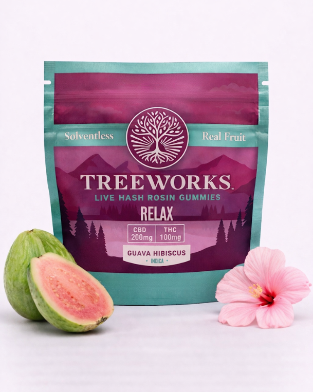 Relax - Guava Hibiscus | 2:1 CBD:THC Hash Rosin Gummies | 10pk of 10mg* product photo