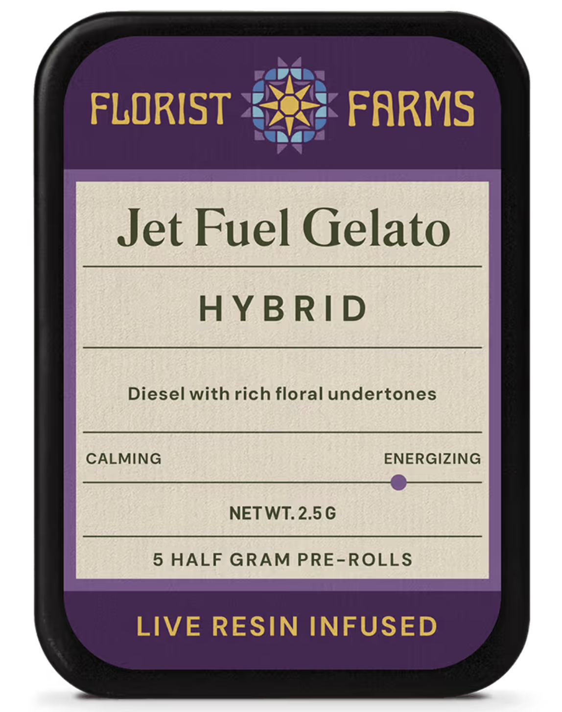 Jet Fuel Gelato | Live Resin Infused Pre-Rolls | 5pk | 2.5g