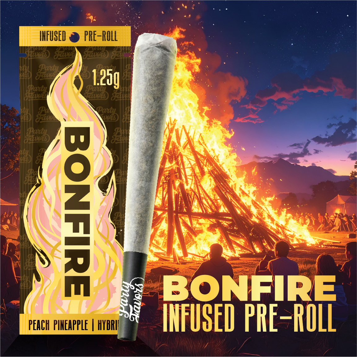PARTY FAVORS | BONFIRE | PEACH PINEAPPLE | HYBRID | INFUSED PRE-ROLL | 1.25G | REC