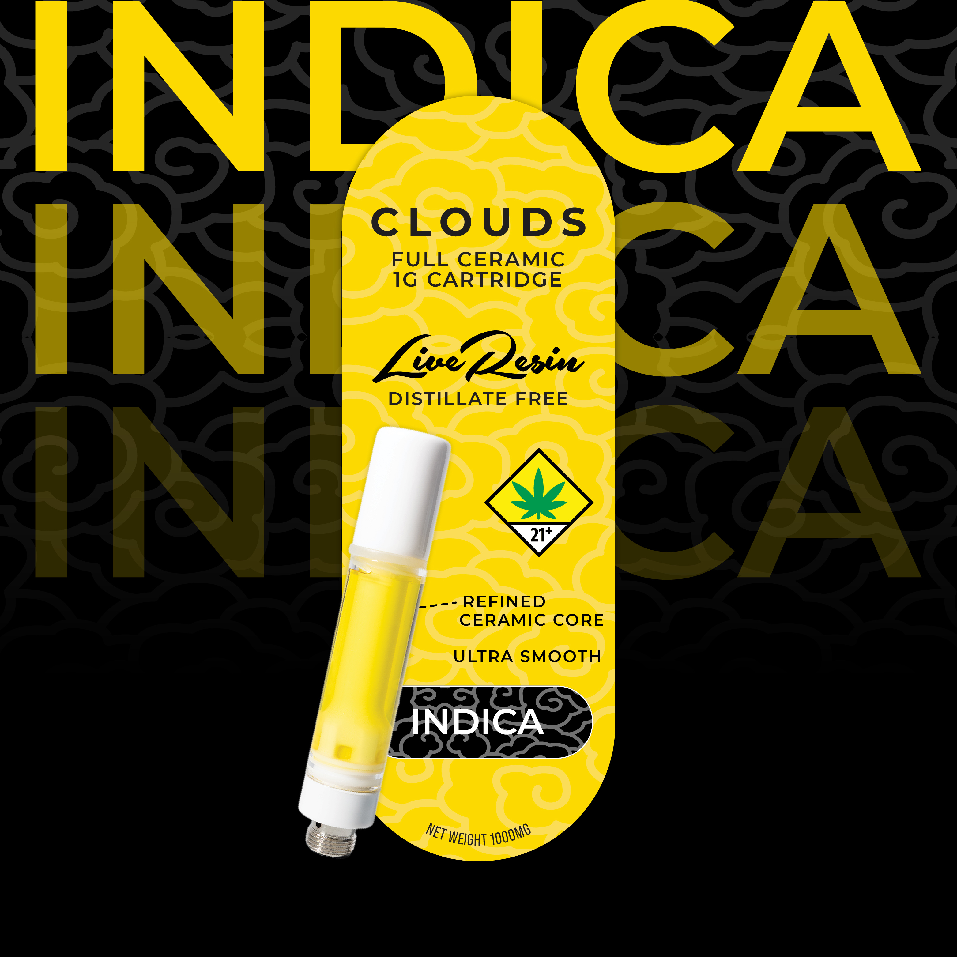 CLOUDS Grand Master Kush (Indica) 1g Live Resin Cartridge