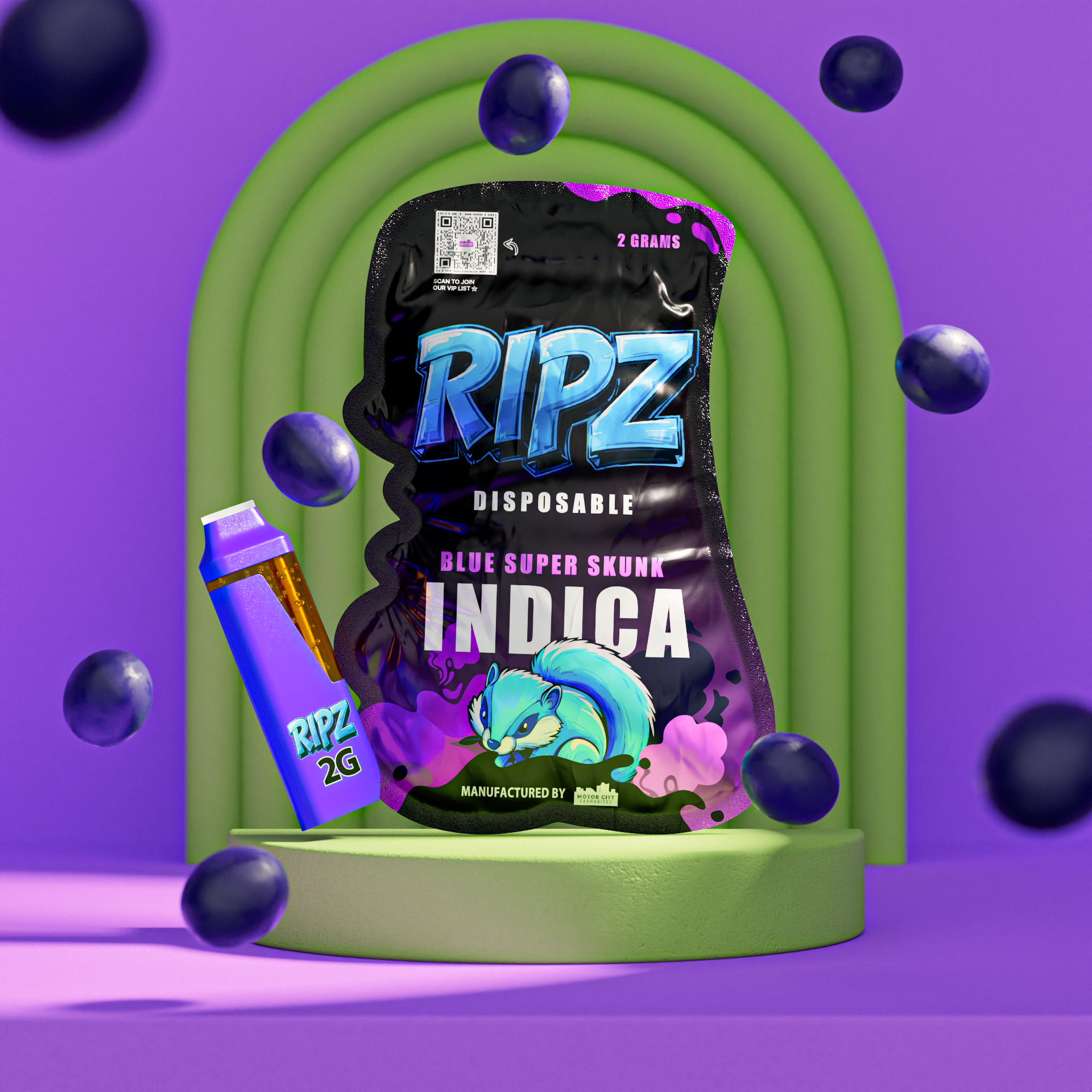 BLUE SUPER SKUNK | INDICA | DISPOSABLE VAPE | 2G | REC