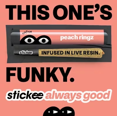 Stickee Live Resin Infused Pre-roll - Peach Ringz