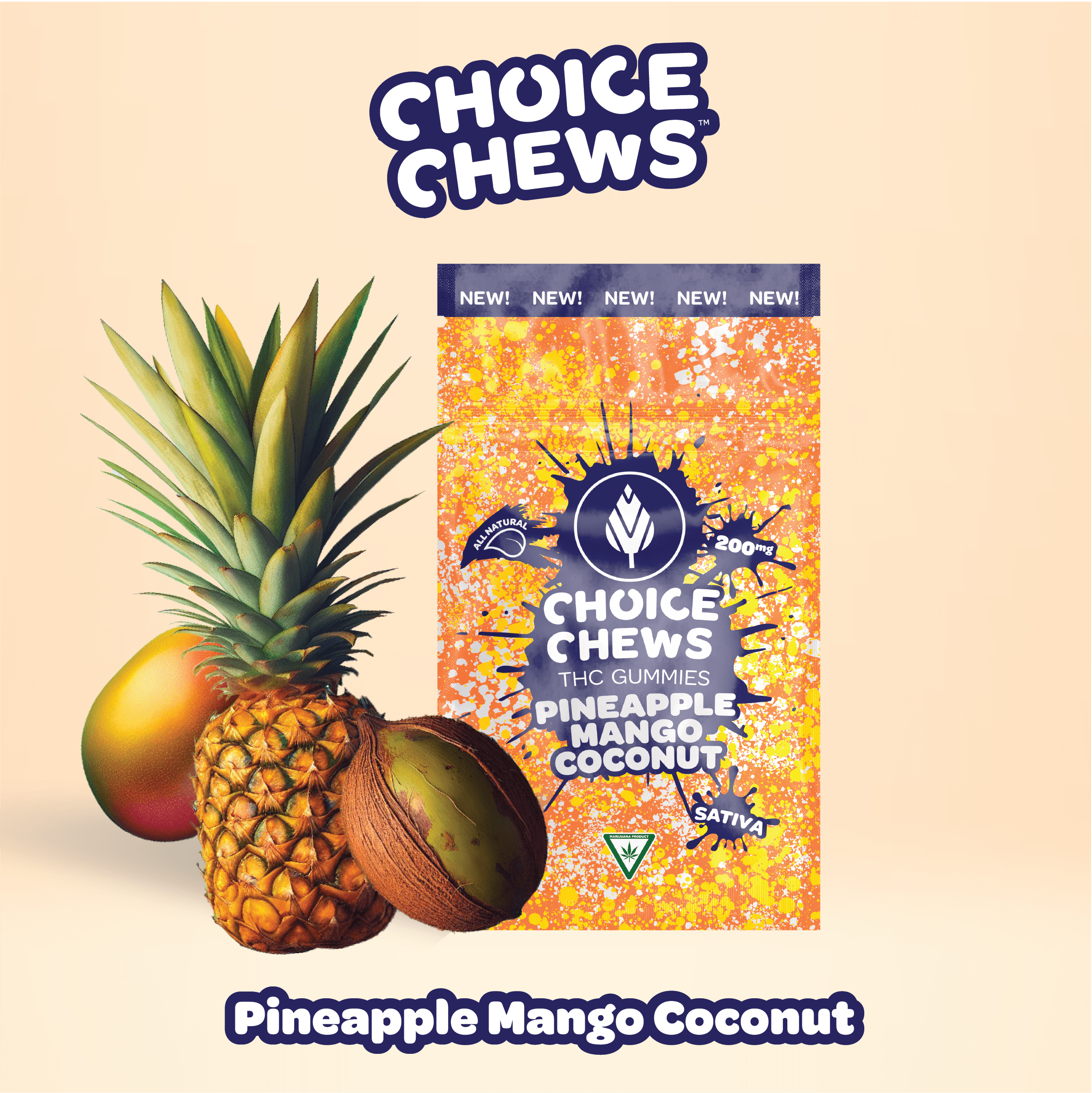 Chews | 200mg Gummies | Pineapple Mango Coconut