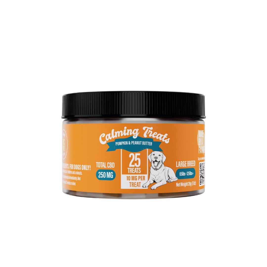 Made By A Farmer | Calming Pumpkin & Peanut Butter | 250MG CBD Dog Treats (Large Breed) 25 Treats/10mg each