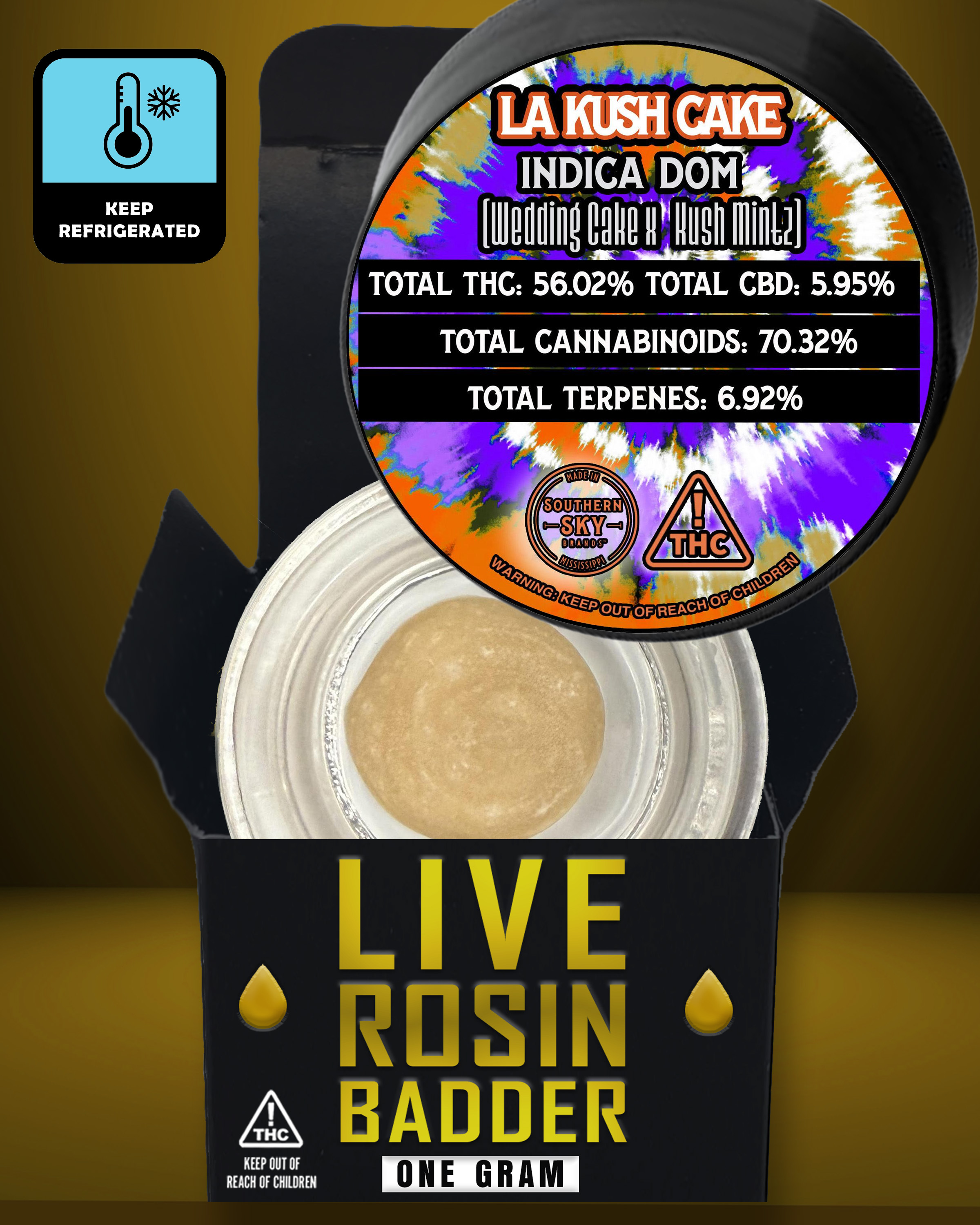 Southern Sky Brands | 1g | LA Kush Cake | Live Rosin Badder