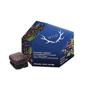 WYLD Gummies 100mg: Elderberry Indica Enhanced 2:1 THC:CBN 10pc